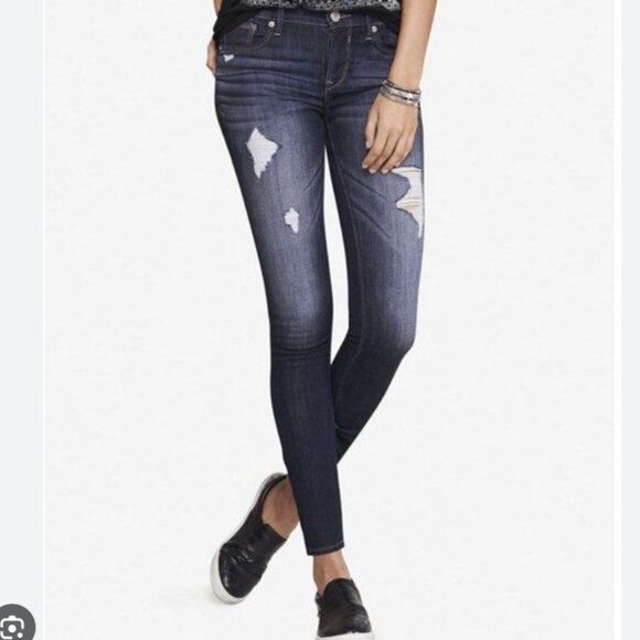 Express Women's Distressed Legging Mid-Rise Jeans Size 10R - Picture 1 of 9